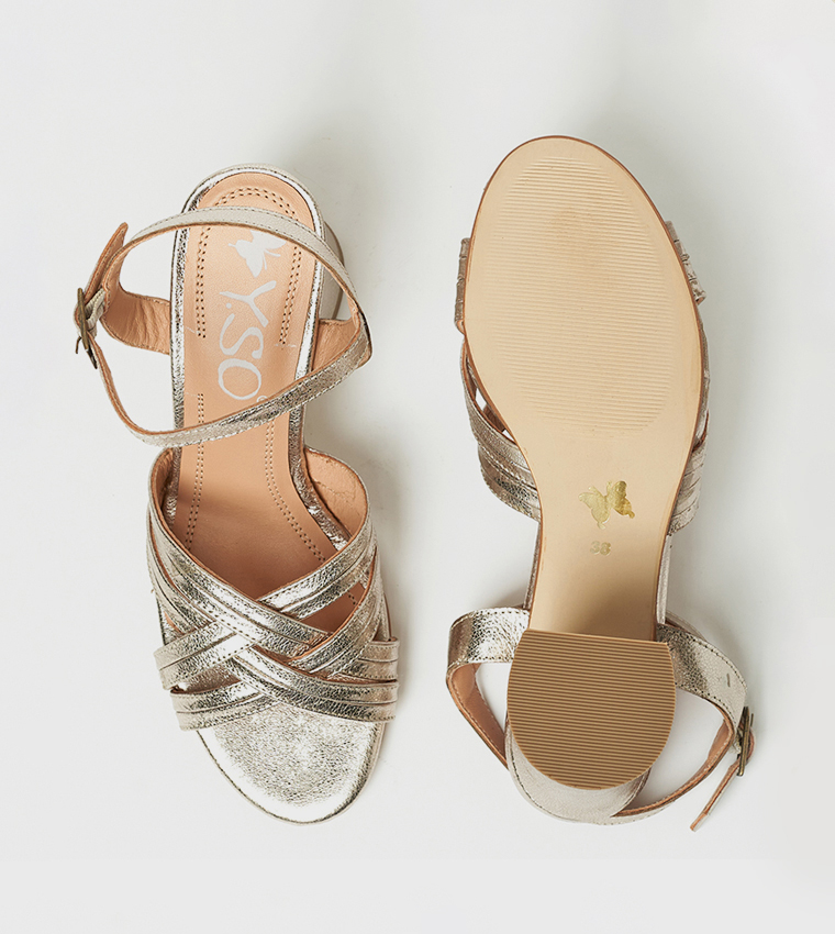 KEIF Criss-Cross Strap Heel Sandals