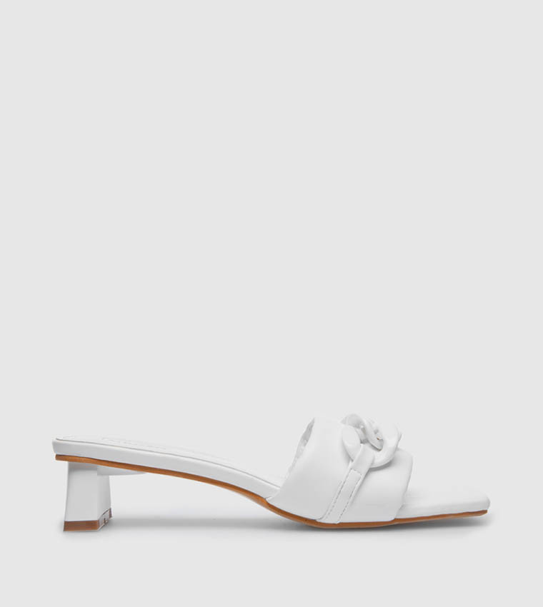 Kitten Heel Sandal-White