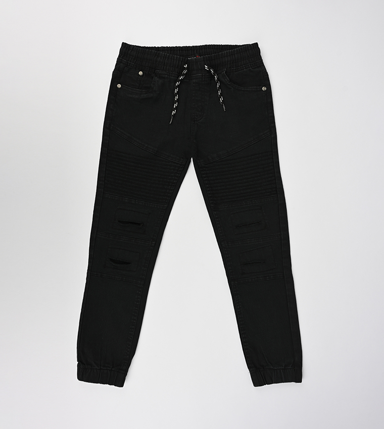 Black ripped best sale jogger jeans