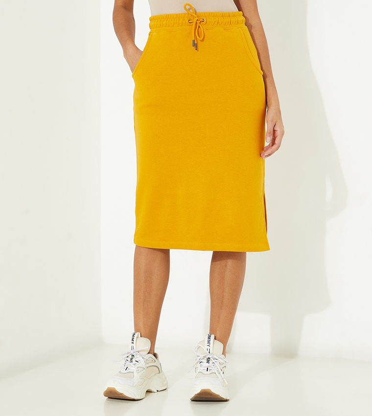 Aero Elastic Drawstring Midi Skirts