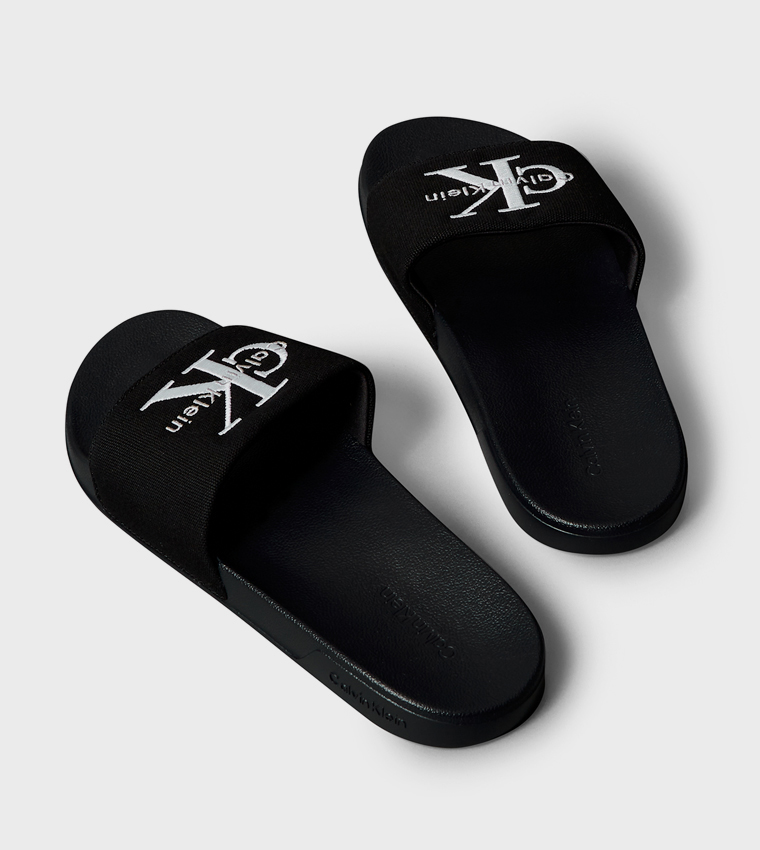 Logo Embroidered Open Toe Slides