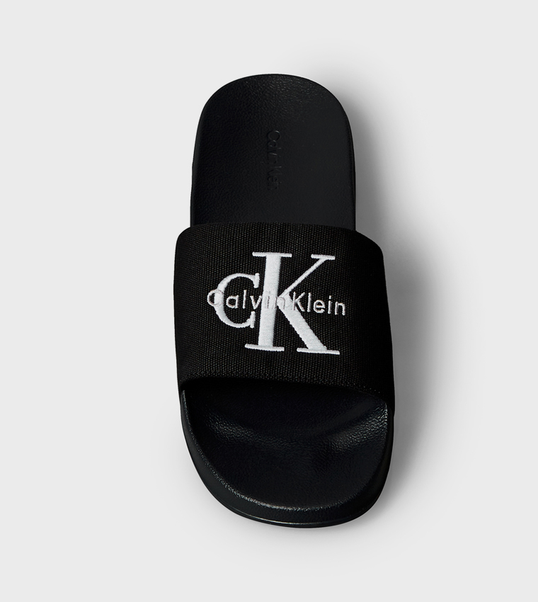 Logo Embroidered Open Toe Slides