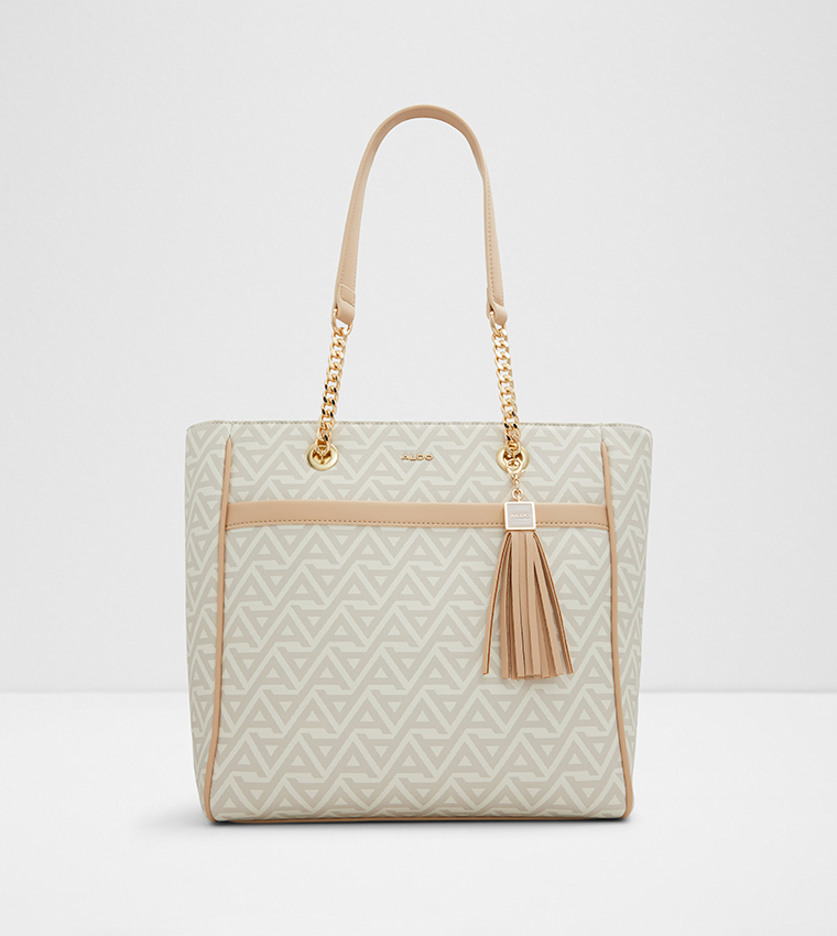 Buy Aldo YULIANA Monogram Patterned Satchel Bag In Beige