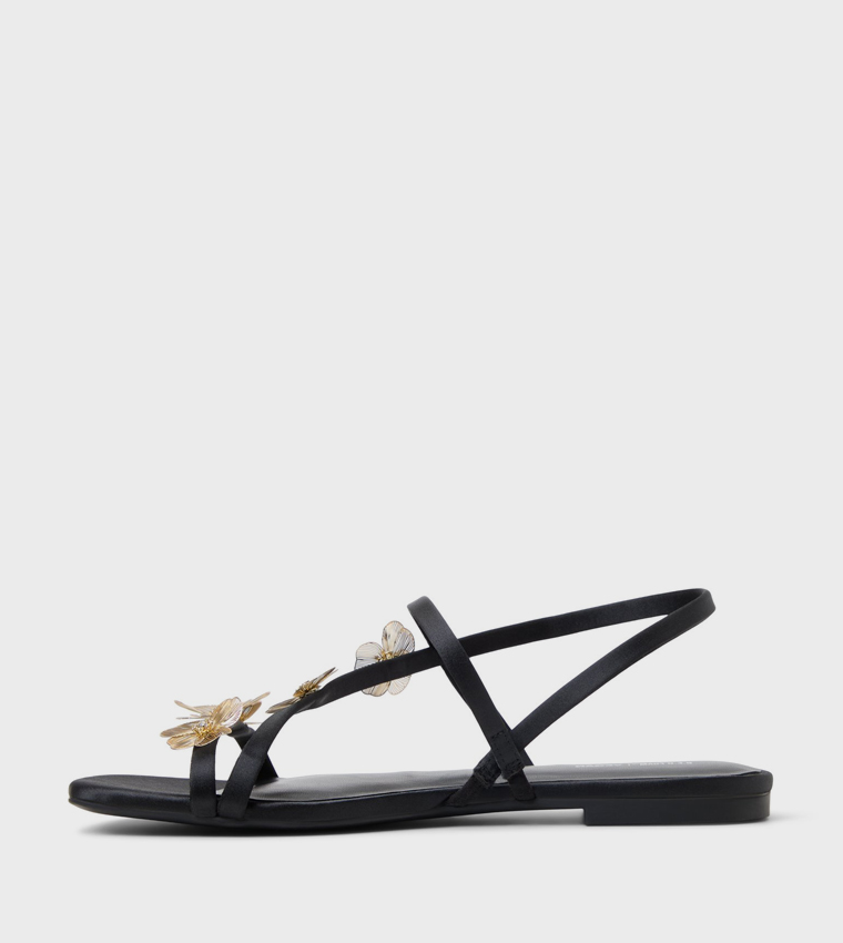 ZERAH Appliqued Slingback Flat Sandals