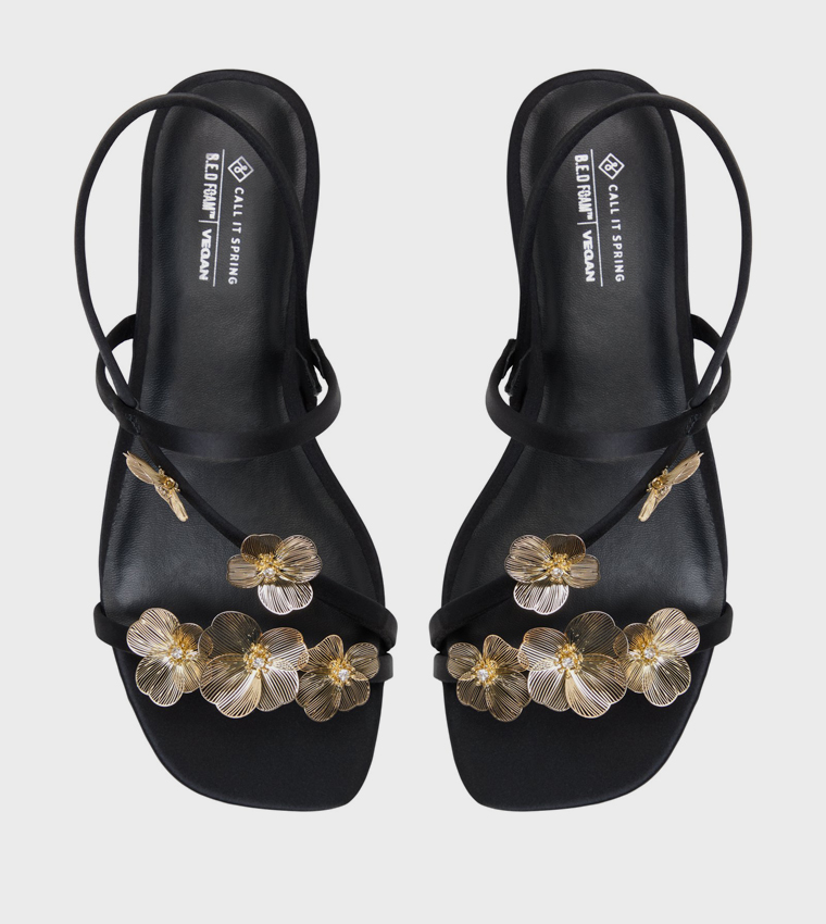 ZERAH Appliqued Slingback Flat Sandals