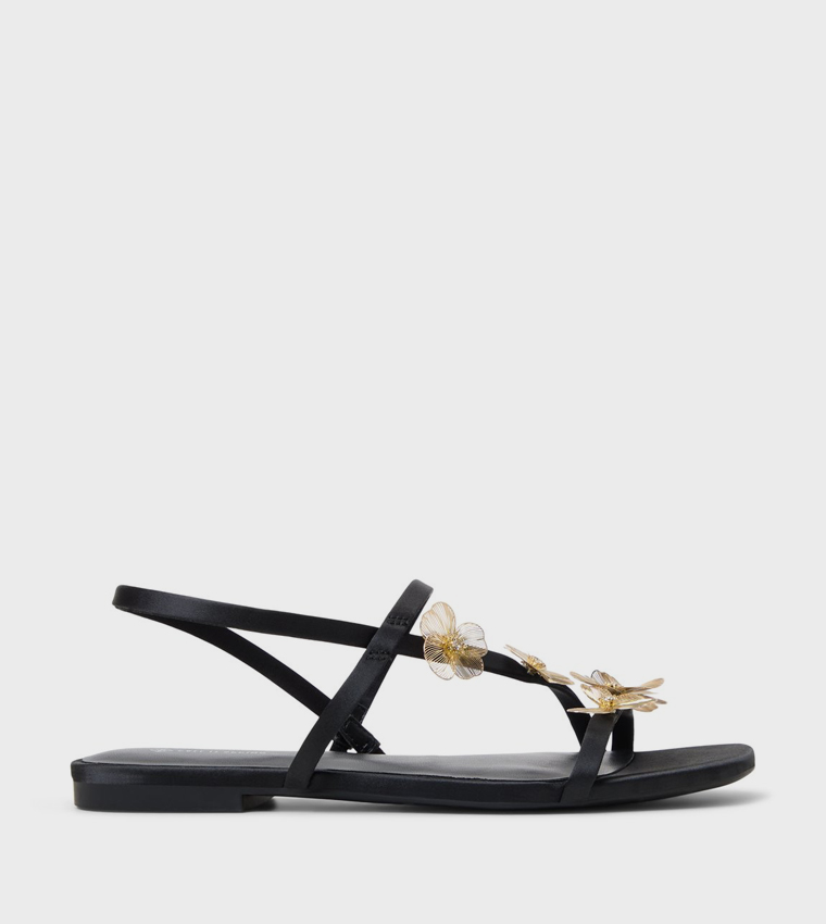 ZERAH Appliqued Slingback Flat Sandals