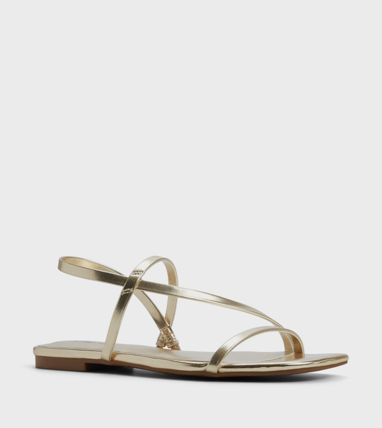 ZERAH Metallic Slingback Flat Sandals