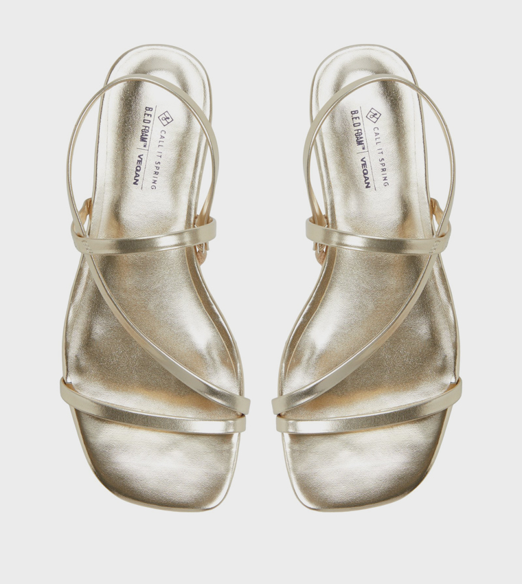 ZERAH Metallic Slingback Flat Sandals