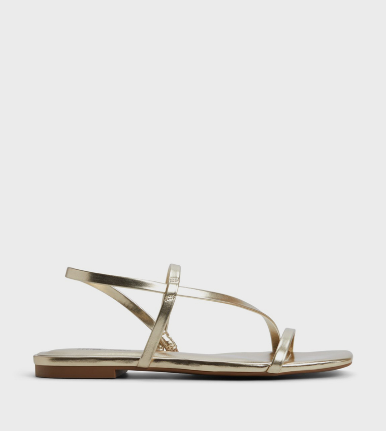 ZERAH Metallic Slingback Flat Sandals