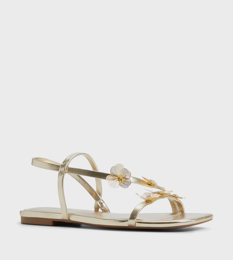 ZERAH Appliqued Slingback Flat Sandals