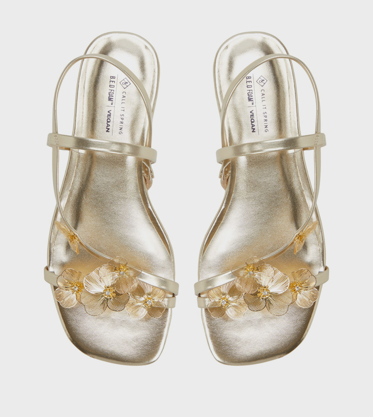 ZERAH Appliqued Slingback Flat Sandals