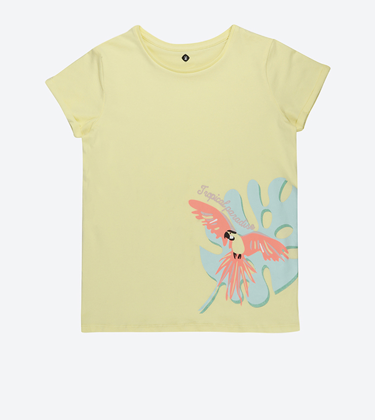 Regular Fit Graphic Top - Yellow ZG-1L10981