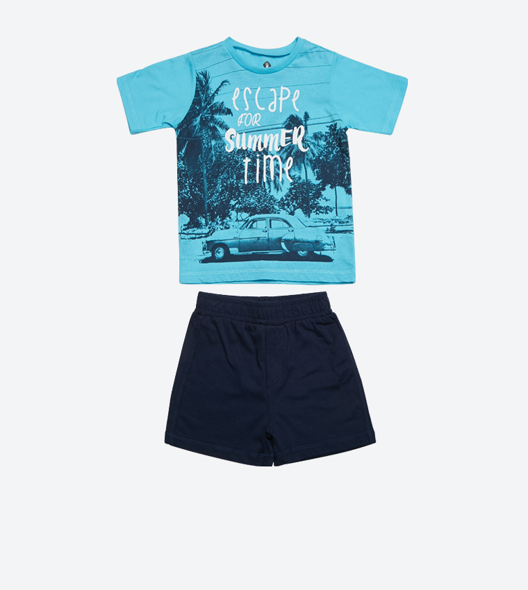 Graphic Short Sleeves T-Shirt and Shorts Set 