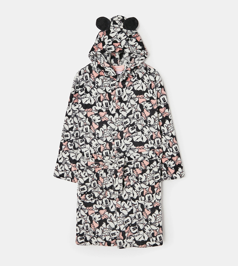 Minnie Mouse Print Hooded Robe