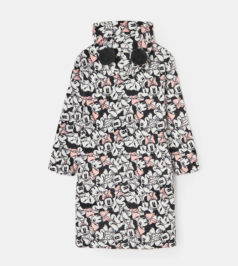 Minnie Mouse Print Hooded Robe
