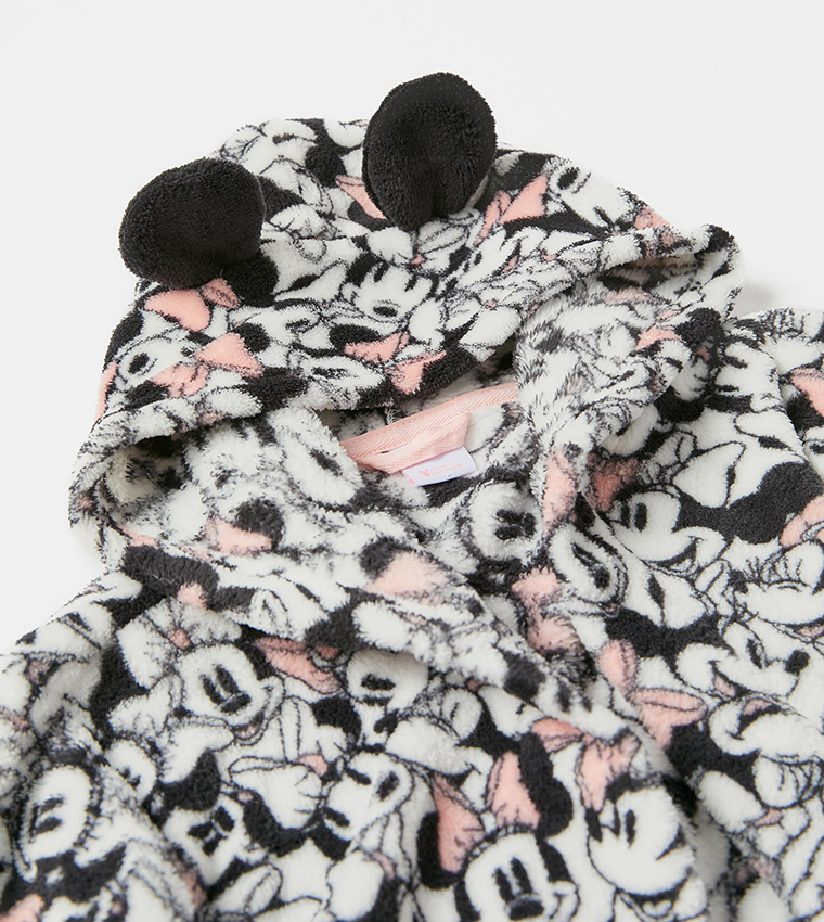 Minnie Mouse Print Hooded Robe