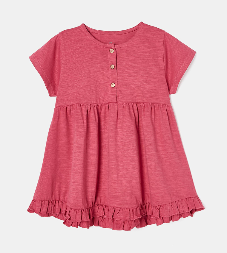 Solid Cotton Fit and Flare Dress
