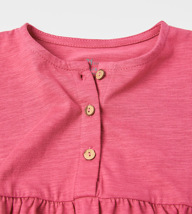 Solid Cotton Fit and Flare Dress