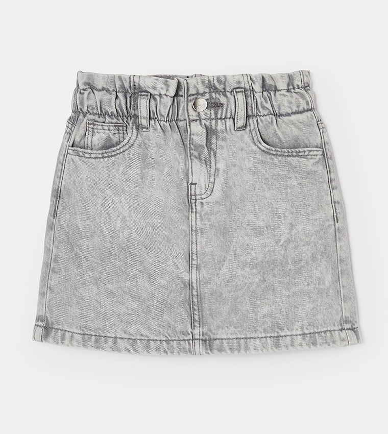 Buy Zippy Faded Denim Mini Skirt In Grey 6thStreet UAE