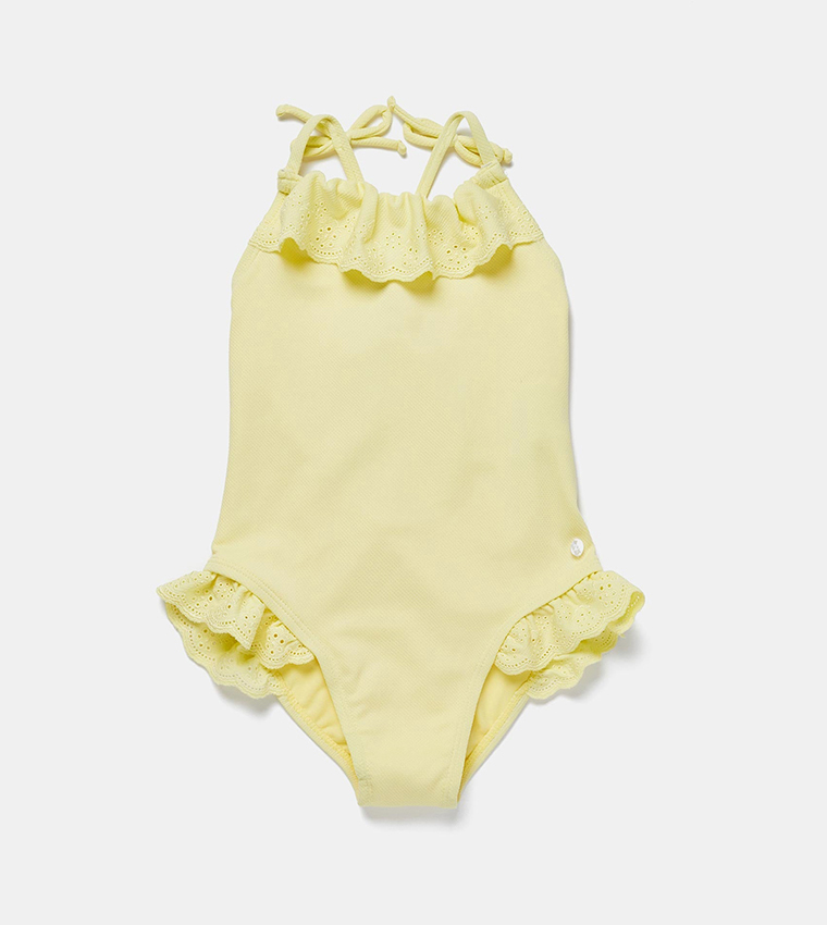 Embroidered Strappy Swimsuit